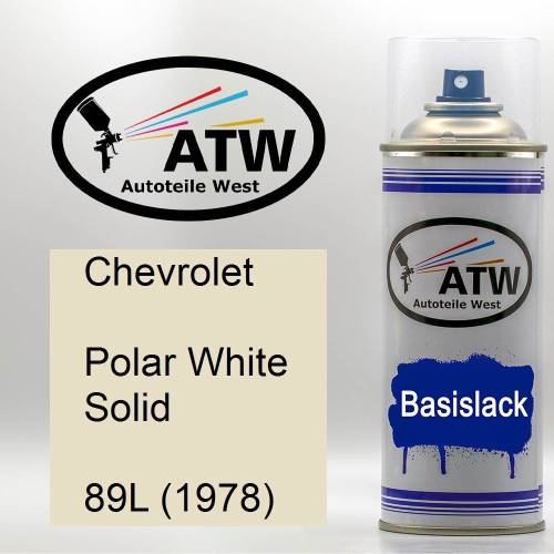 Chevrolet, Polar White Solid, 89L (1978): 400ml Sprühdose, von ATW Autoteile West.